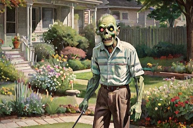 Painting for the chapter The Lawn Must Go On